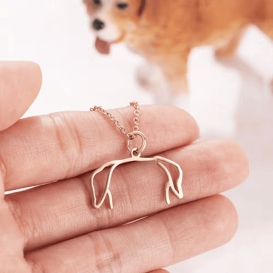 Custom Photo to Dog Ears Outline Necklace