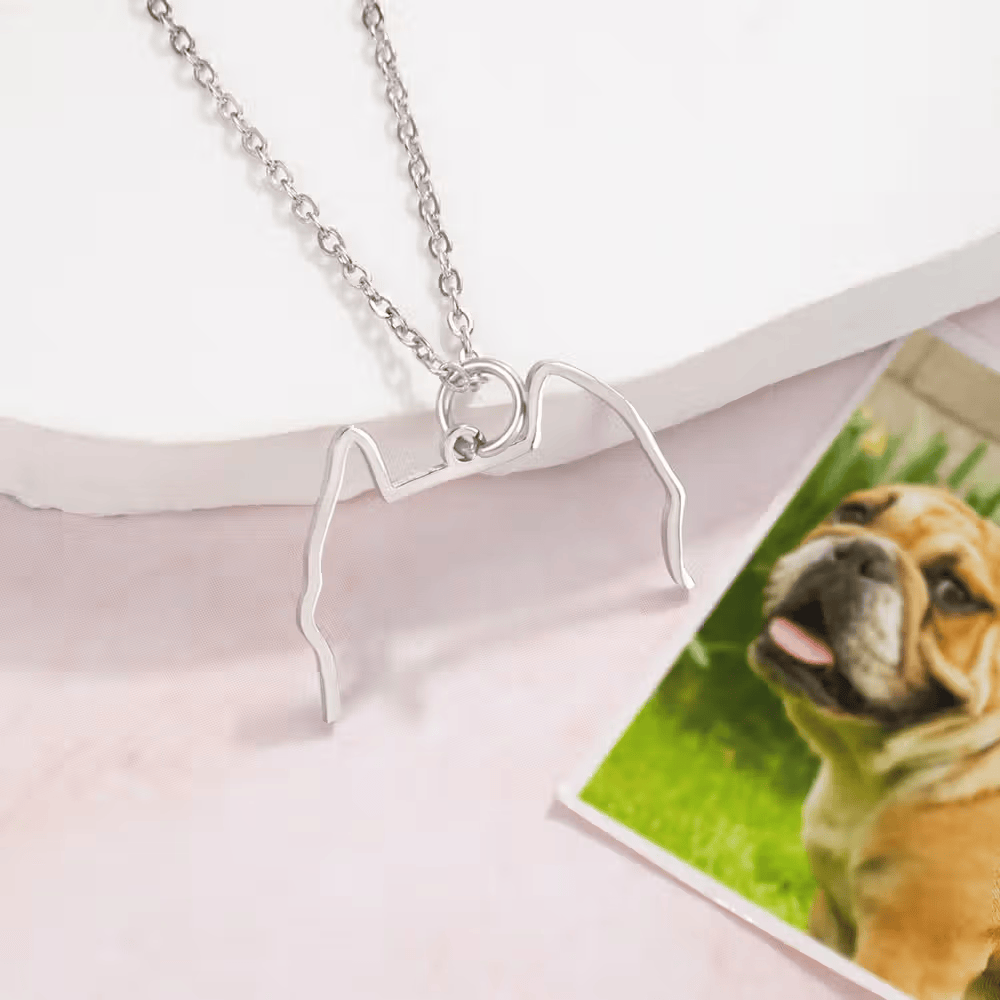 Custom Photo to Dog Ears Outline Necklace