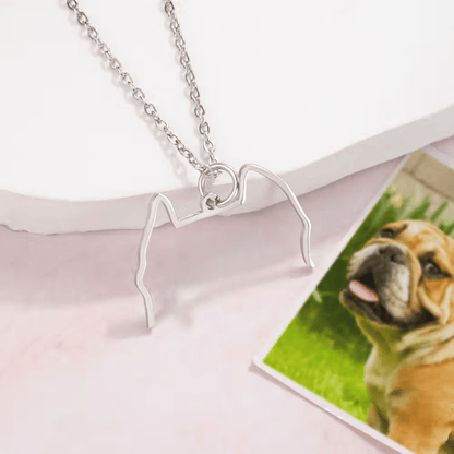 Custom Photo to Dog Ears Outline Necklace