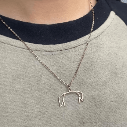 Custom Photo to Dog Ears Outline Necklace