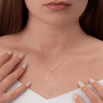 Custom Photo to Dog Ears Outline Necklace