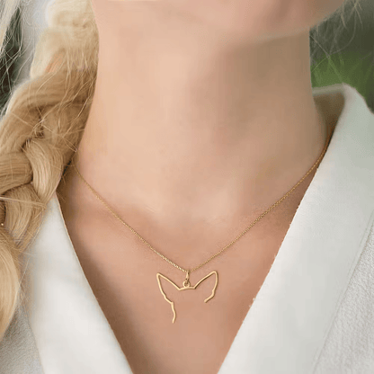Custom Photo to Dog Ears Outline Necklace