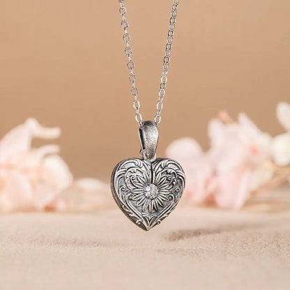 Custom Vintage Photo Locket Necklace with Heart Wings