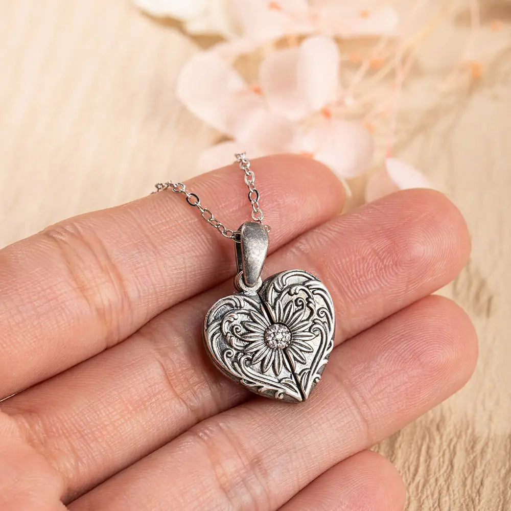 Custom Vintage Photo Locket Necklace with Heart Wings