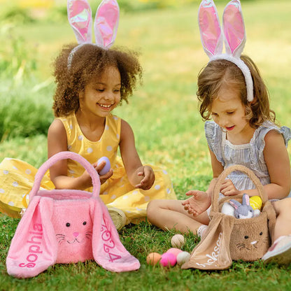 Personalized Name Lop-Eared Easter Bunny Basket