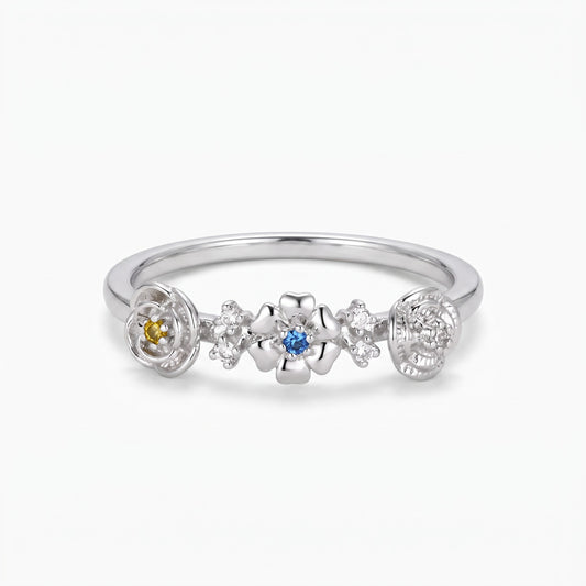 multiple birth flowers ring with birthstones