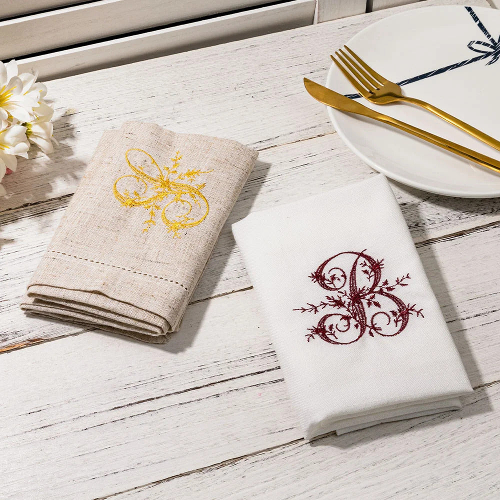 Custom Initial Embroidered Napkin