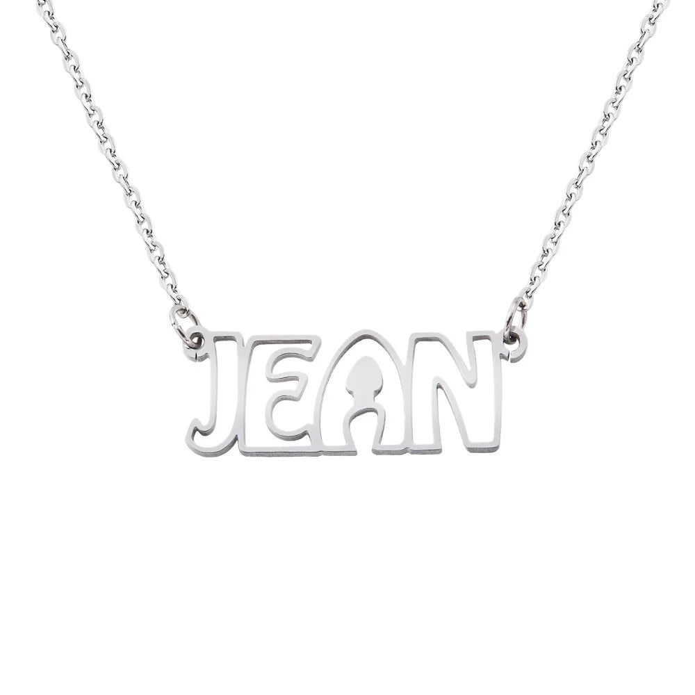 Personalized Hollow Font Name Necklace