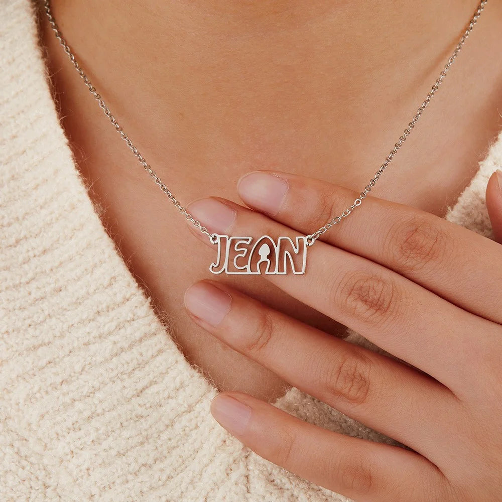Personalized Hollow Font Name Necklace