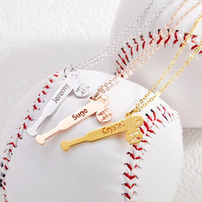 Personalized Baseball Bat Pendant Necklace