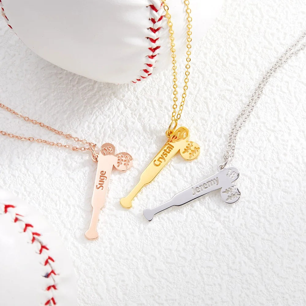 Personalized Baseball Bat Pendant Necklace