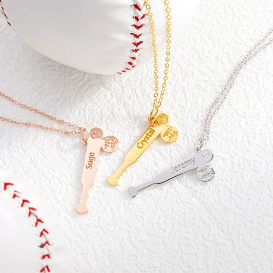 Personalized Baseball Bat Pendant Necklace