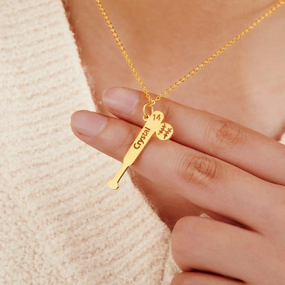 Personalized Baseball Bat Pendant Necklace