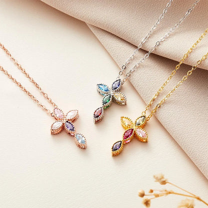 Personalized Birthstone Cross Necklace