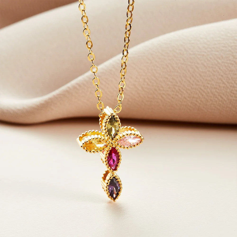 Personalized Birthstone Cross Necklace