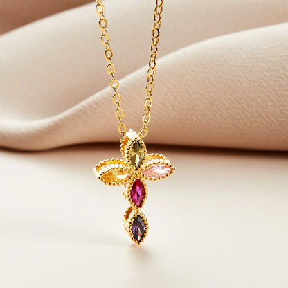 Personalized Birthstone Cross Necklace