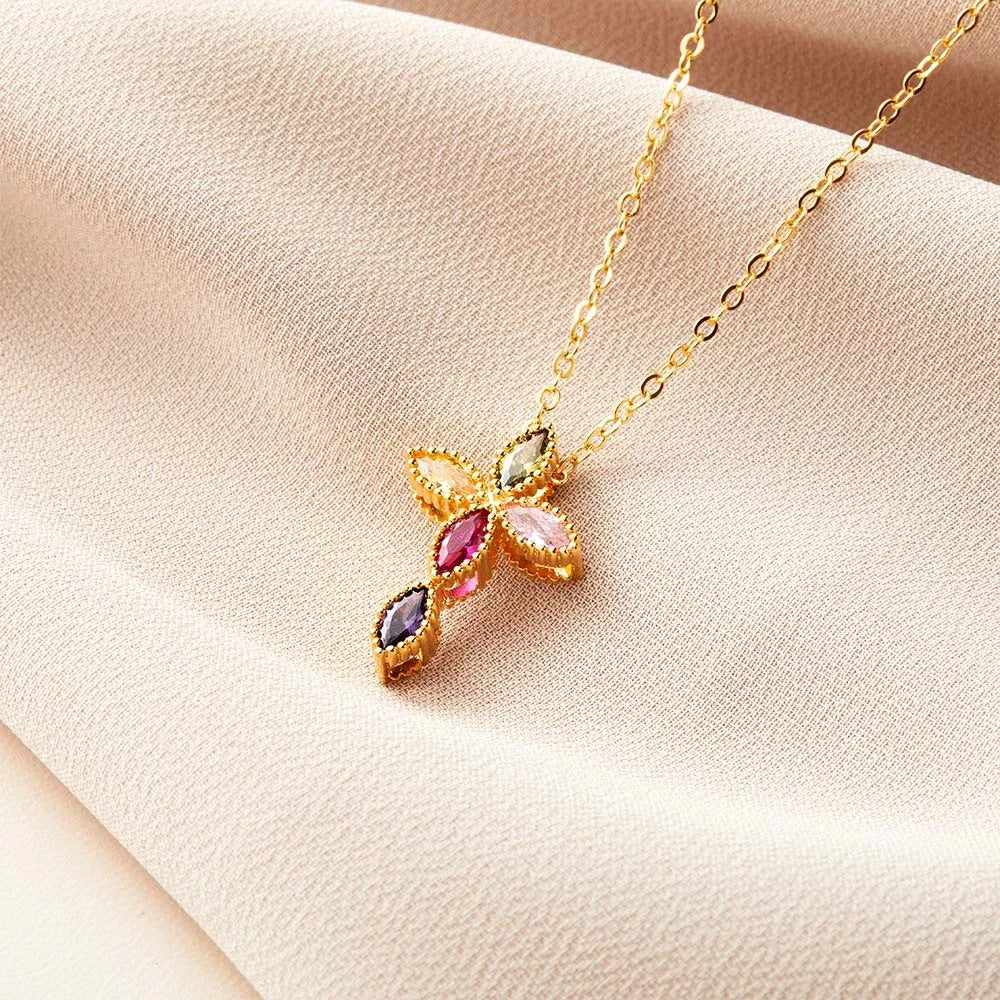 Personalized Birthstone Cross Necklace