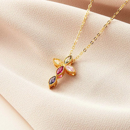 Personalized Birthstone Cross Necklace