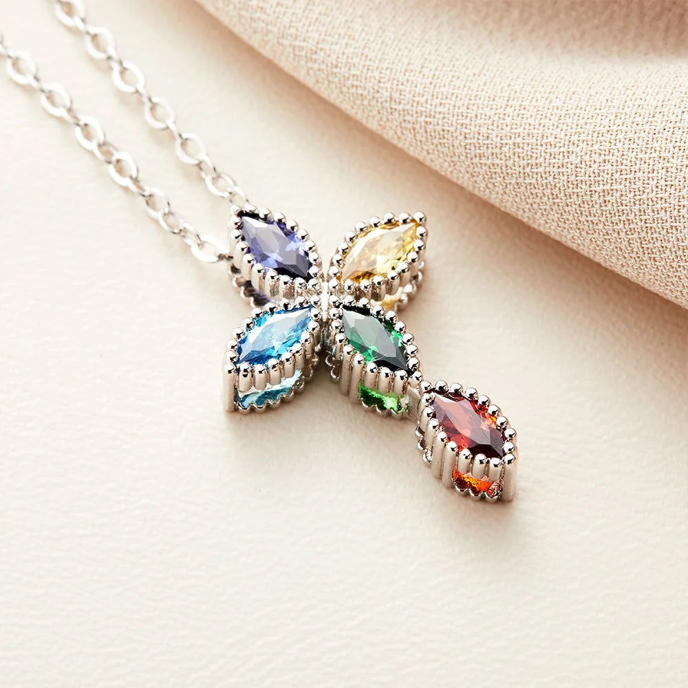 Personalized Birthstone Cross Necklace