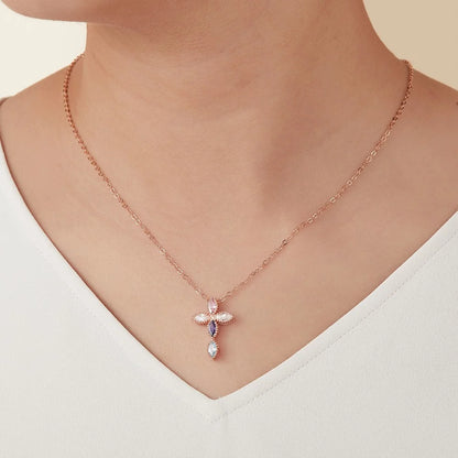 Personalized Birthstone Cross Necklace