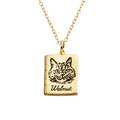 Personalized Pet Portrait Book Locket Necklace