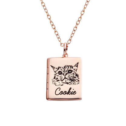 Personalized Pet Portrait Book Locket Necklace