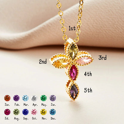 Personalized Birthstone Cross Necklace