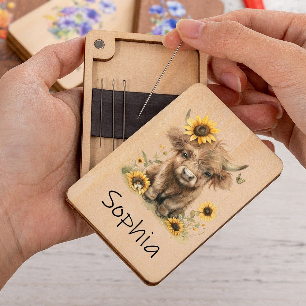 Personalized Highland Cow Needle Box with Name, photo 3