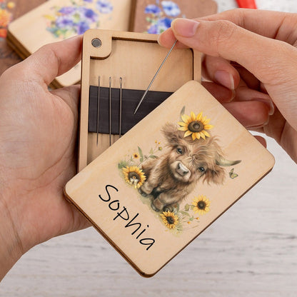 Personalized Highland Cow Needle Box with Name, photo 3