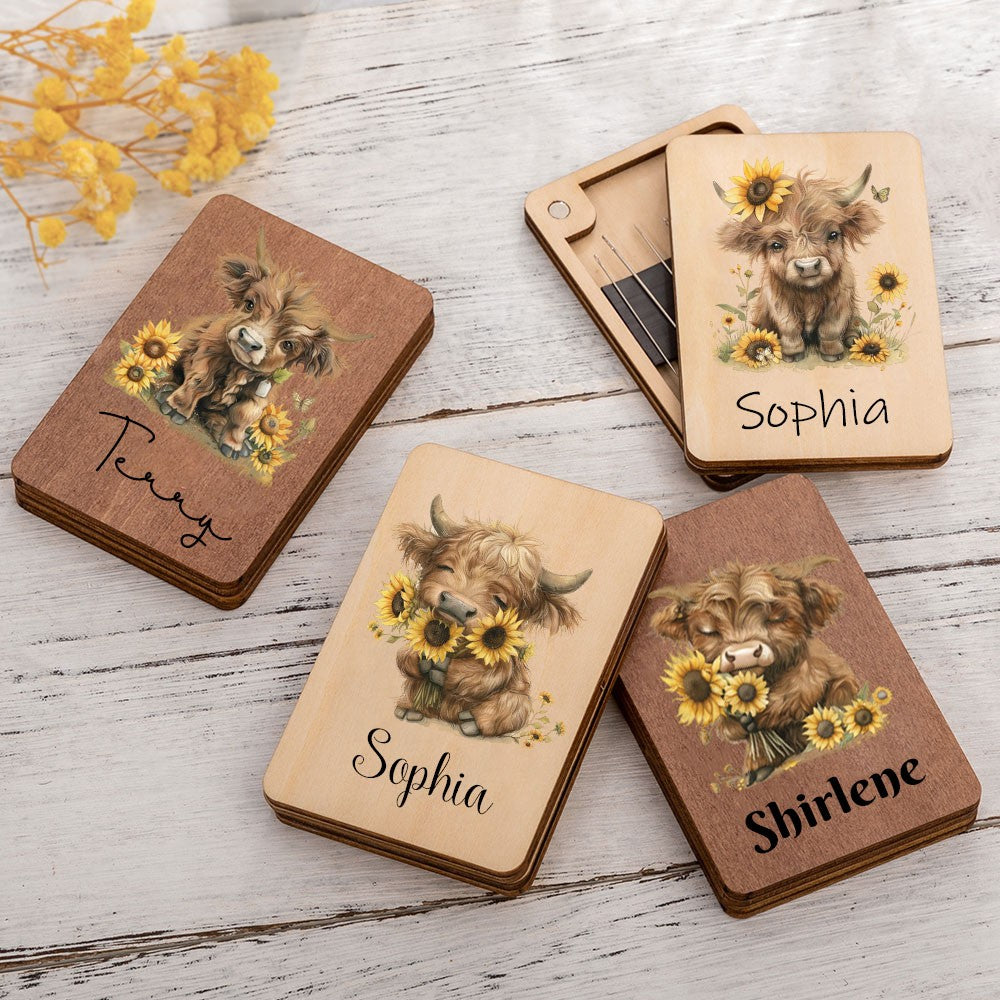 Personalized Highland Cow Needle Box with Name, photo 2