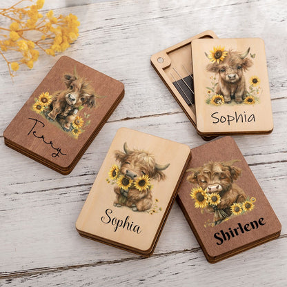 Personalized Highland Cow Needle Box with Name, photo 2