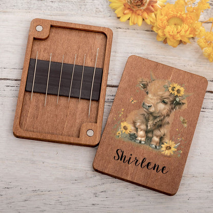 Personalized Highland Cow Needle Box with Name, photo 5
