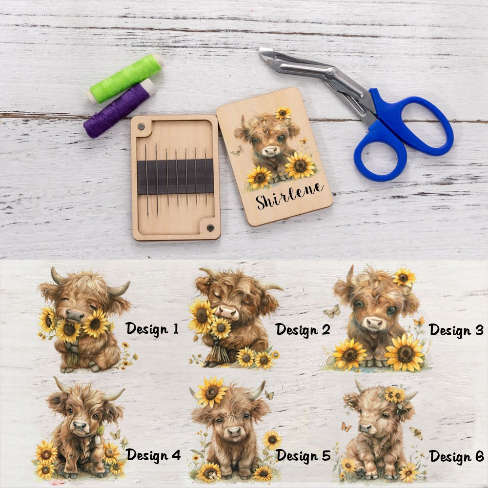 Personalized Highland Cow Needle Box with Name, photo 8