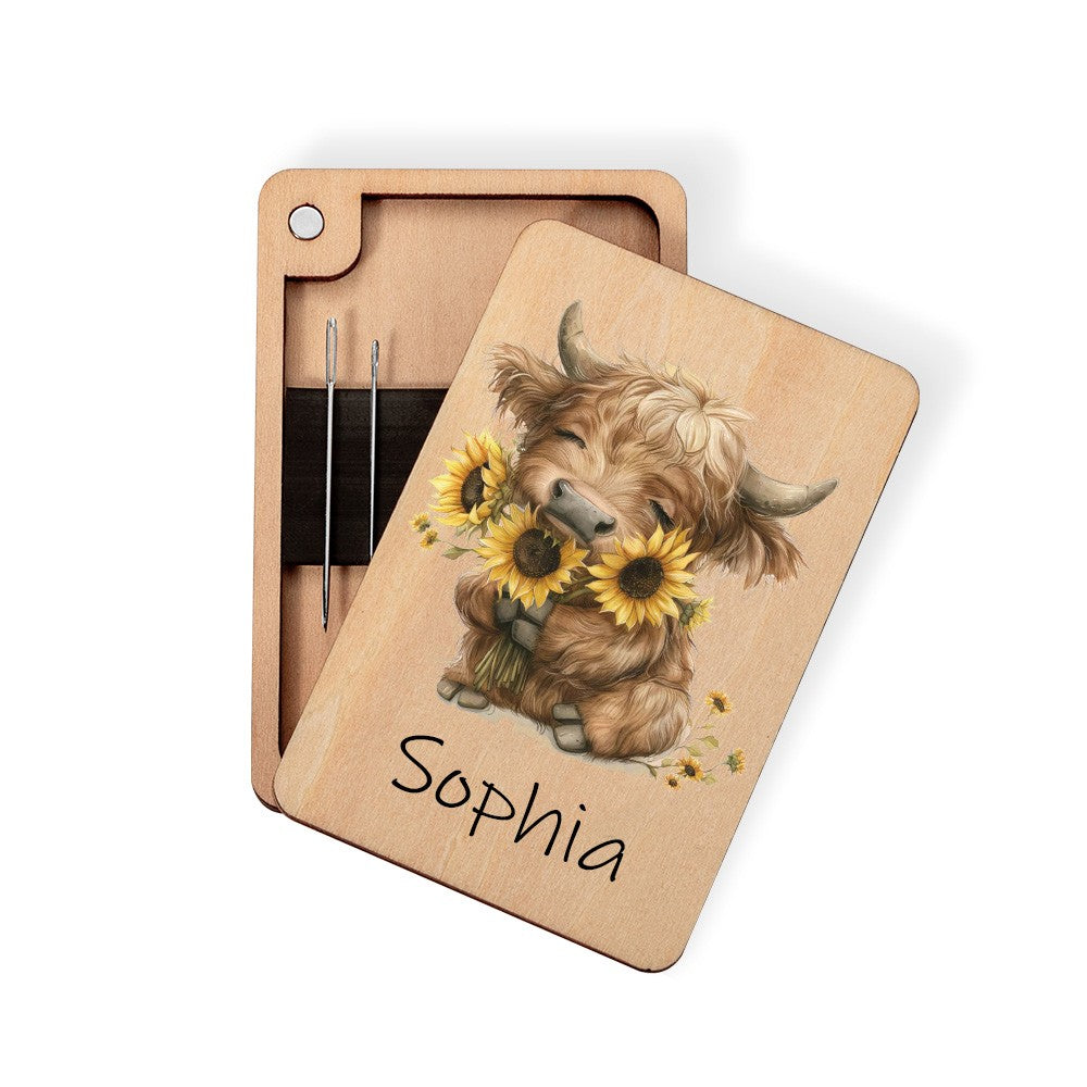 Personalized Highland Cow Needle Box with Name, photo 6
