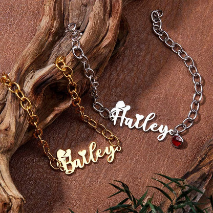 Cowboy Hat Bracelet with Custom Name and Birthstone