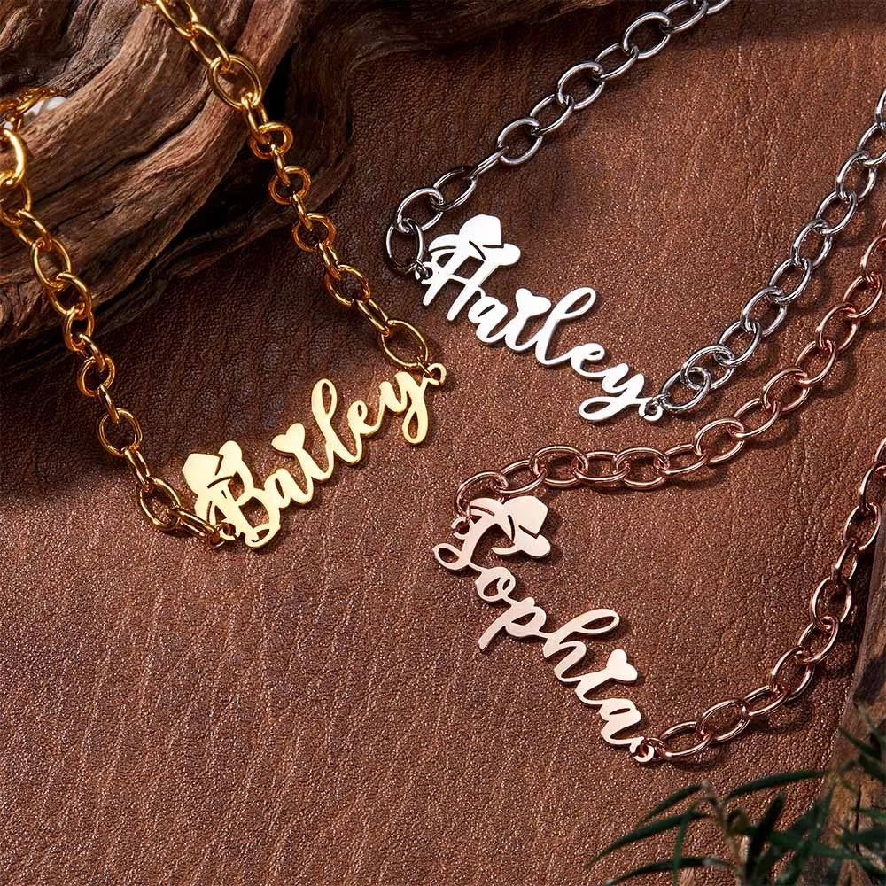 Cowboy Hat Bracelet with Custom Name and Birthstone