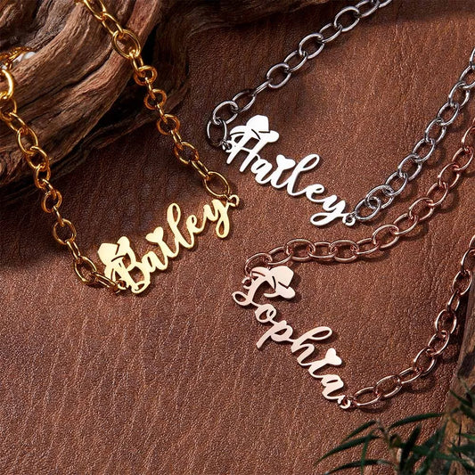 Cowboy Hat Bracelet with Custom Name and Birthstone