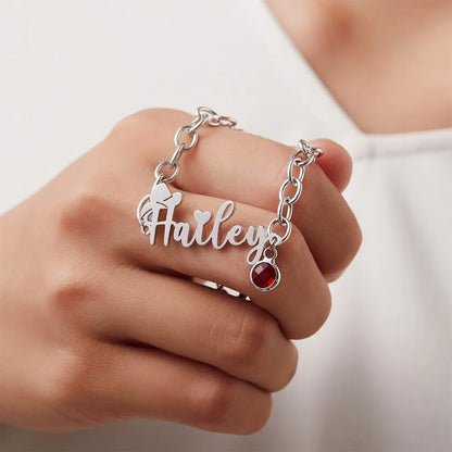 Cowboy Hat Bracelet with Custom Name and Birthstone