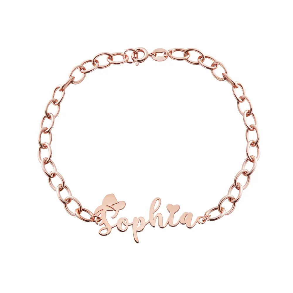 Cowboy Hat Bracelet with Custom Name and Birthstone