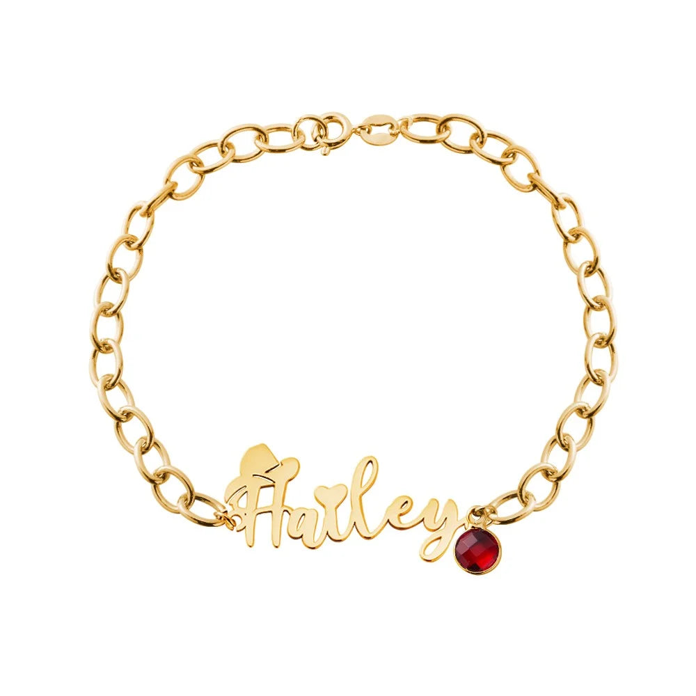 Cowboy Hat Bracelet with Custom Name and Birthstone