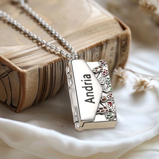 Custom Engraved Hidden Message Envelope Necklace