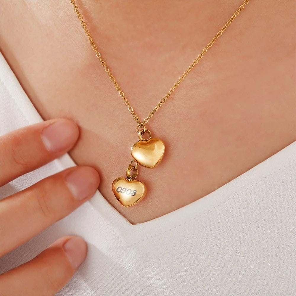 Personalized Name Double-Heart Urn Necklace for Ashes
