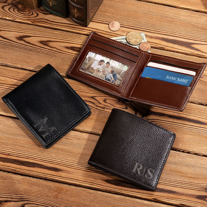 Open wallet showing the photo window and card slots