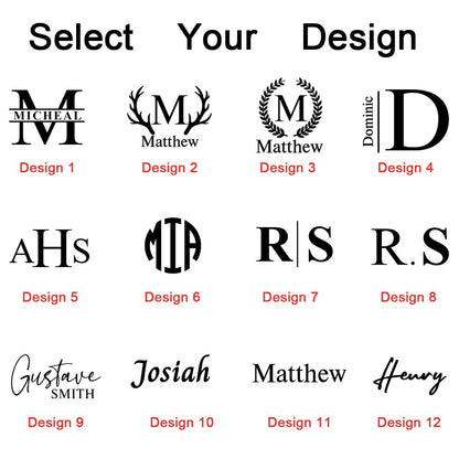 Design chart: 12 monogram and name designs to choose from