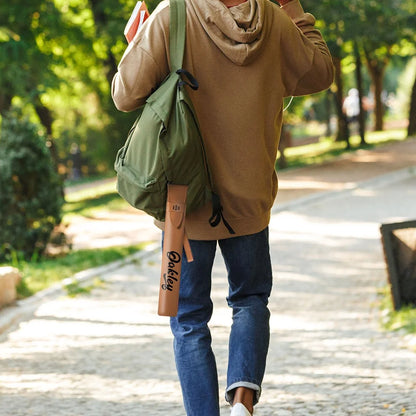 Personalized Leather Travel Drumstick Bag