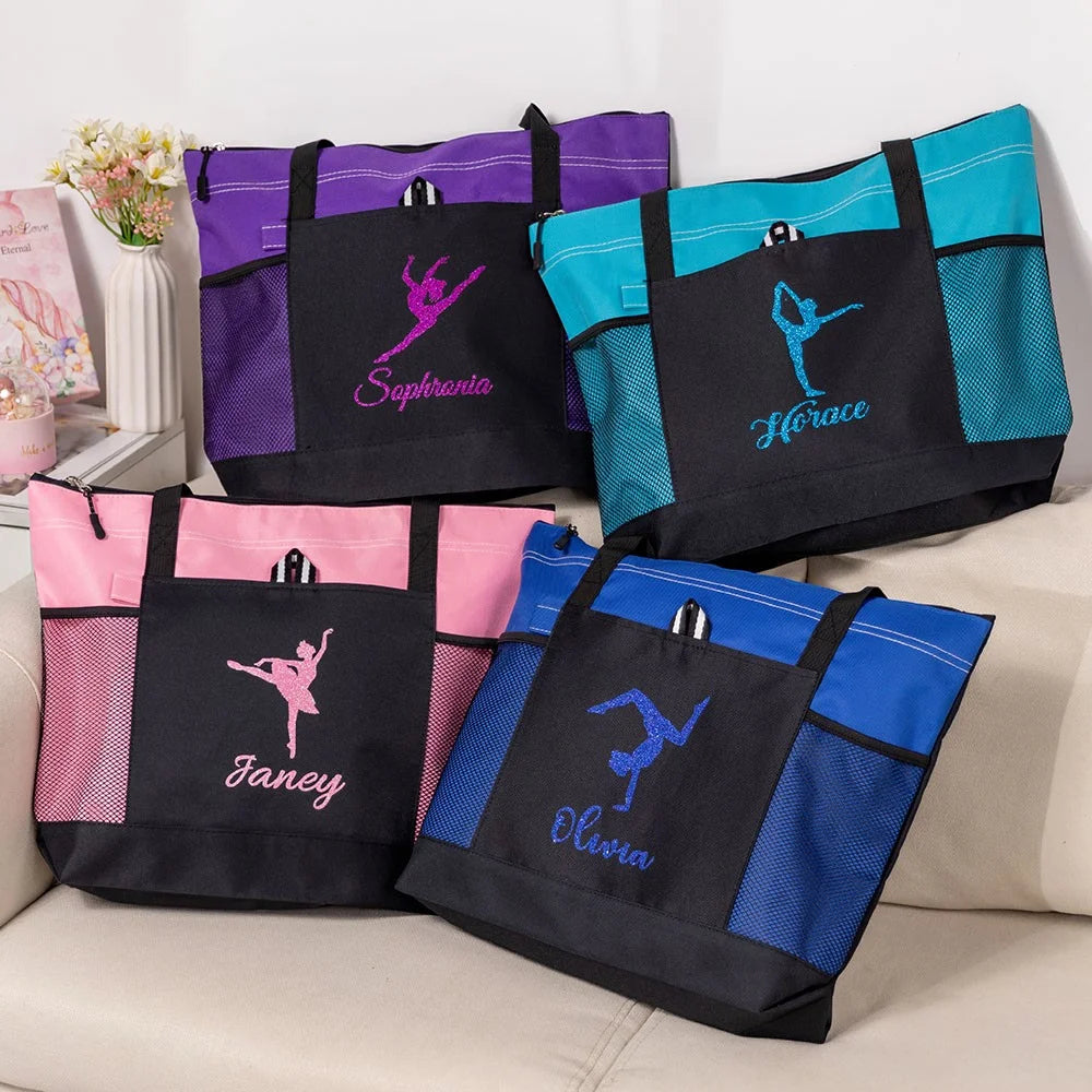 Custom Glitter Ballerina Tote Bag