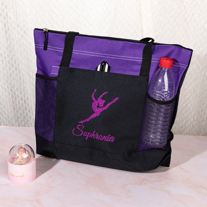 Custom Glitter Ballerina Tote Bag