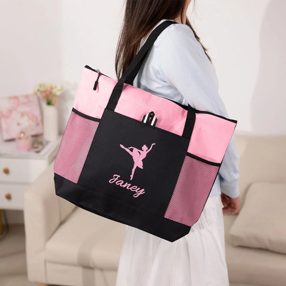 Custom Glitter Ballerina Tote Bag