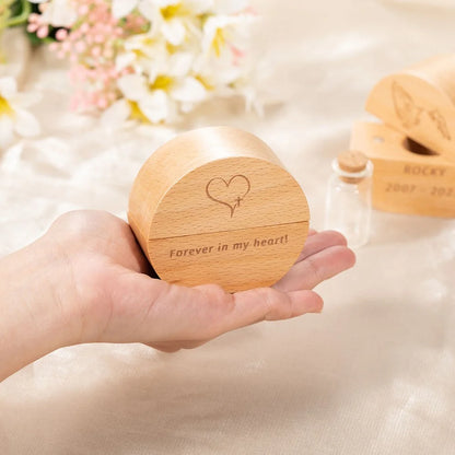 Personalized Pet Ear & Portrait Memorial Box for Ashes