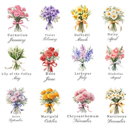 Custom Name Birth Flower Hip Flask with Diamante Lid